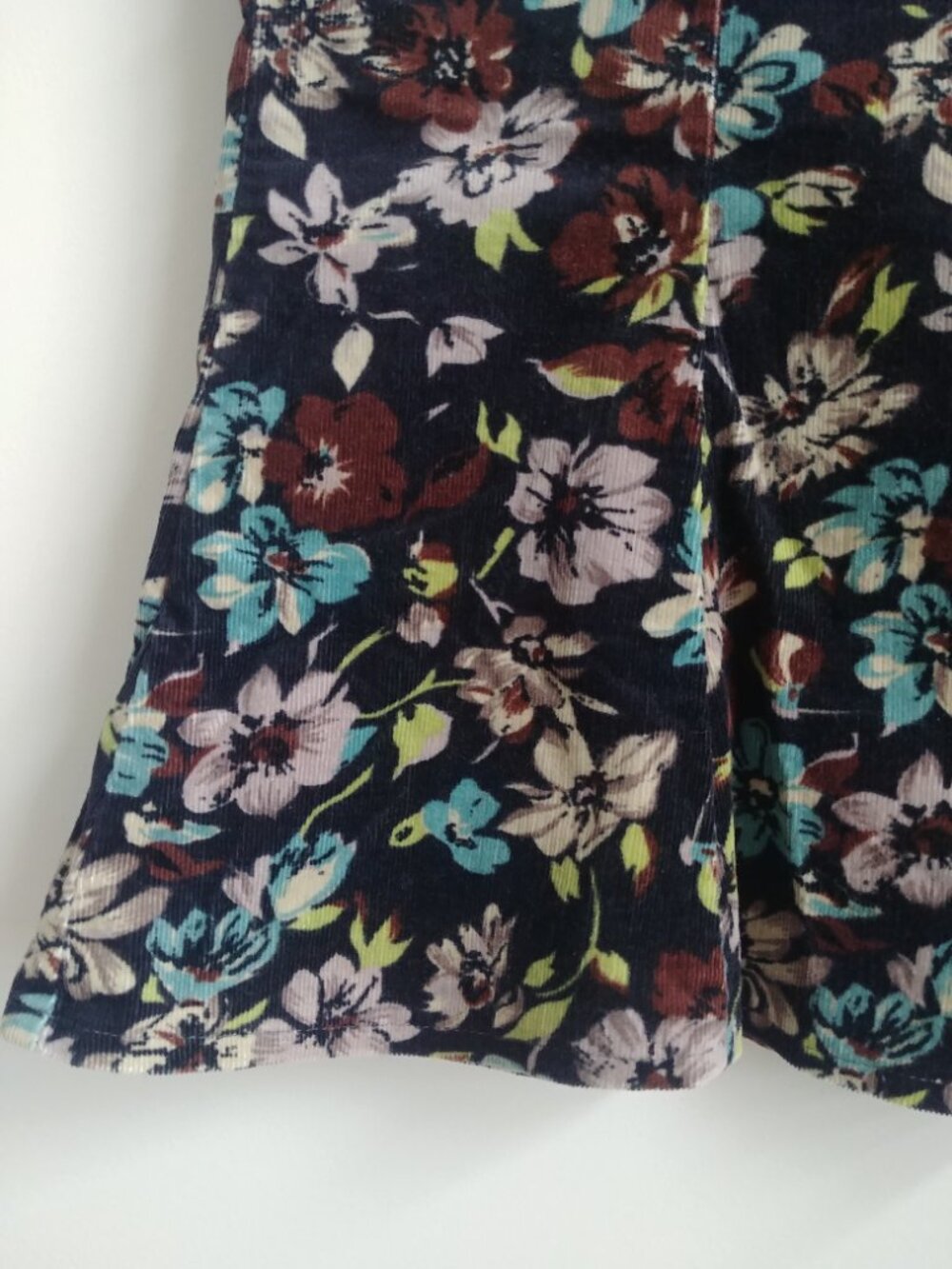 Vintage United Colors of Benetton corduroy flower trumpet skirt approx Medium - Picture 6 of 14